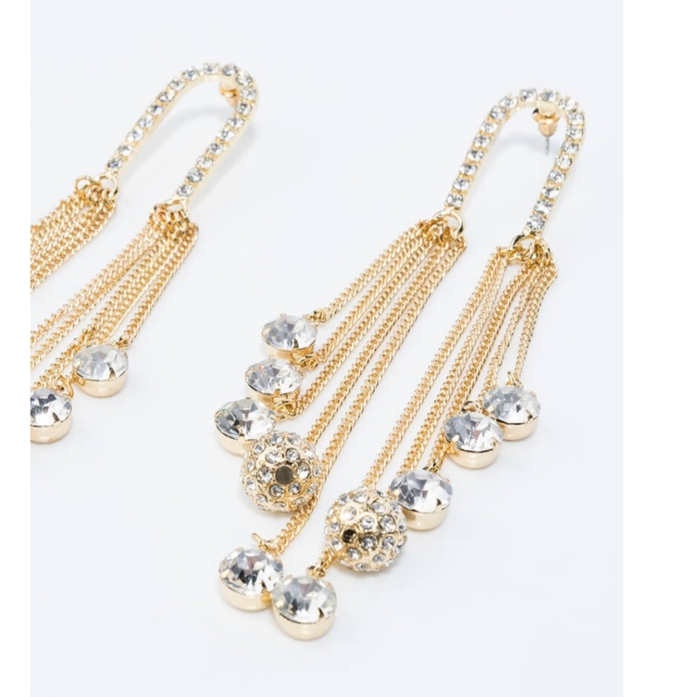 NWT Elegant crystal tassel earrings by Akira
